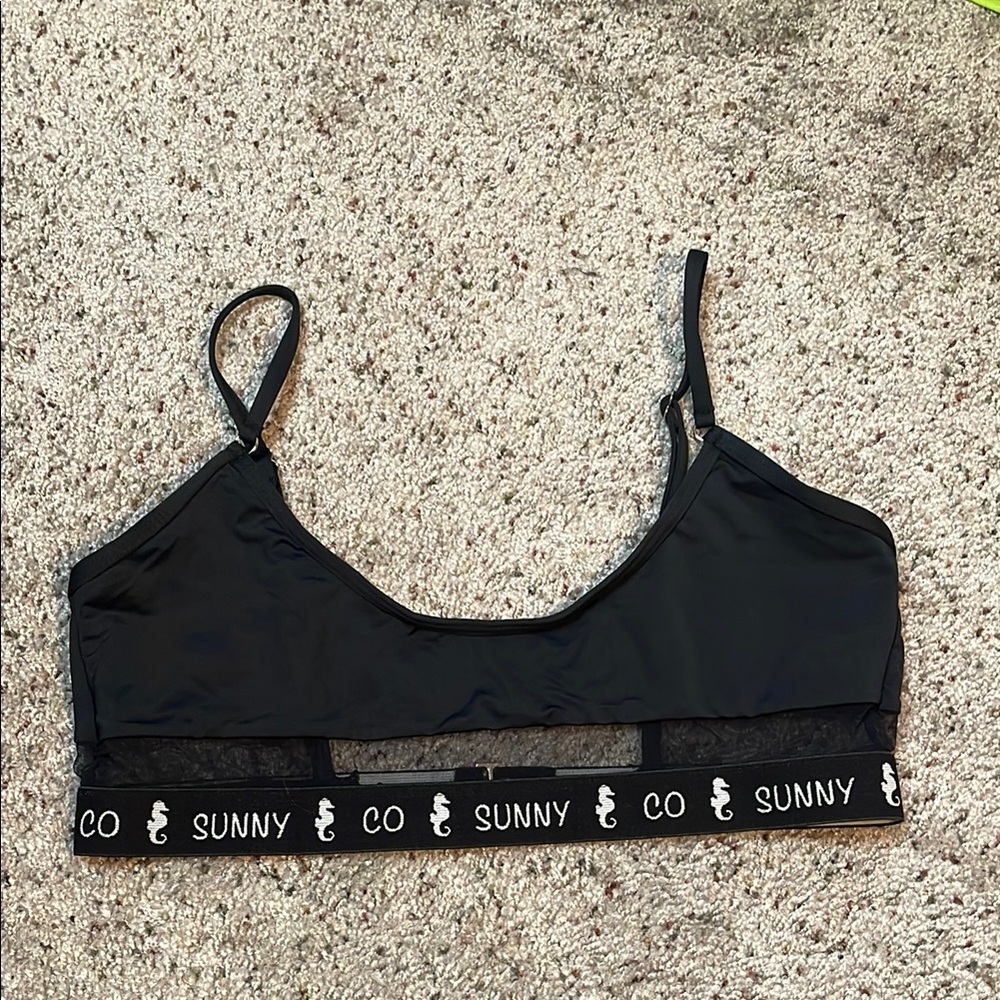 Sunny Co.‎ Woman’s Black Mesh Bikini Top Size XL